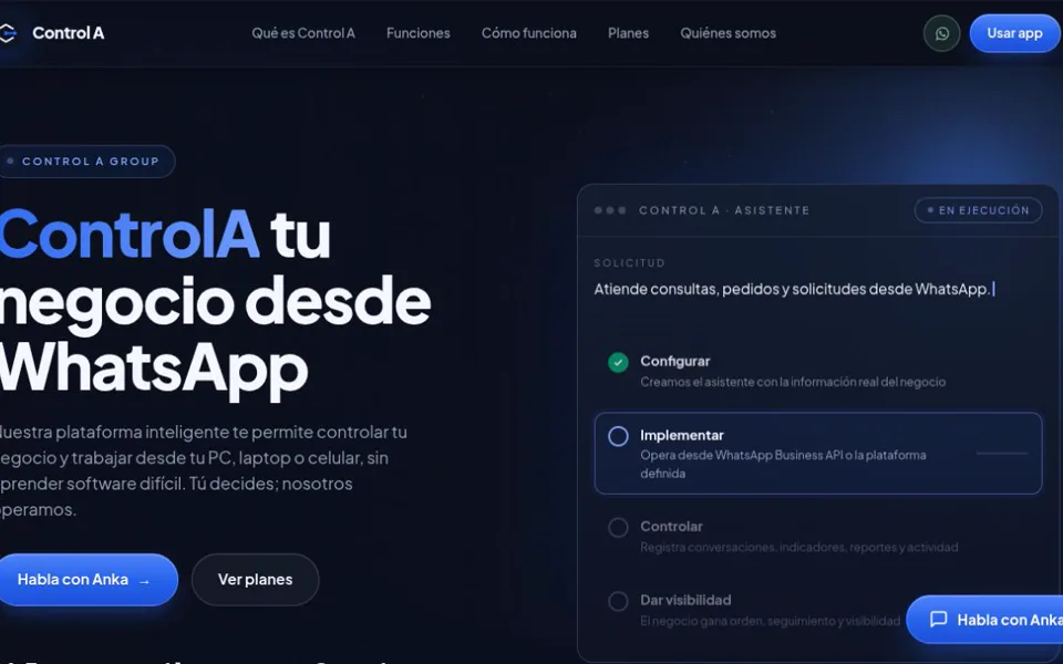 Controla landing page