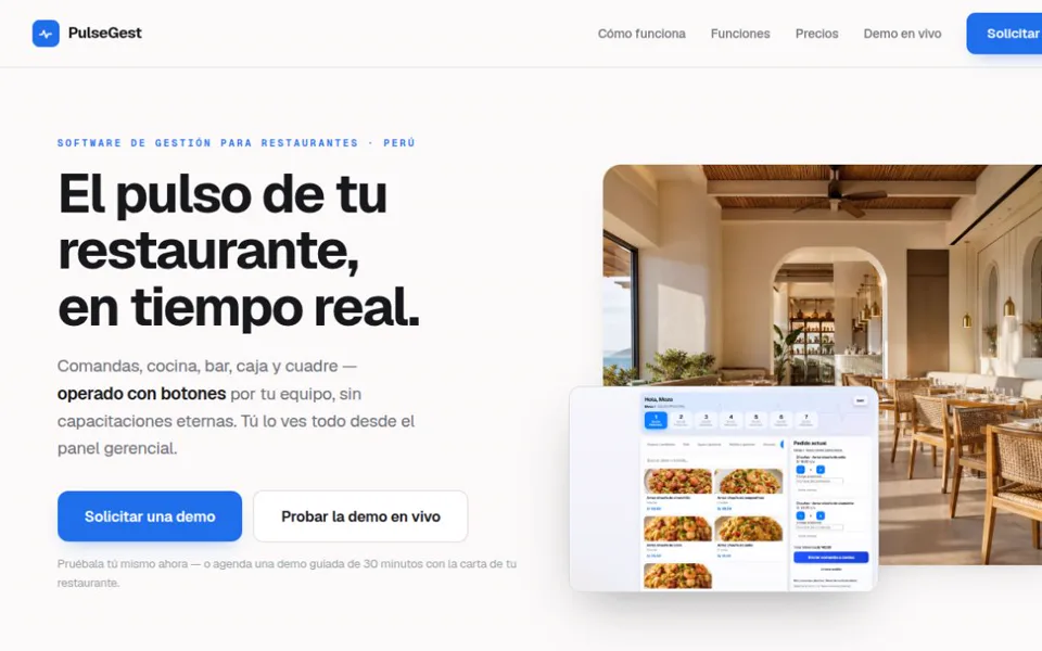 PulseGest ERP landing page